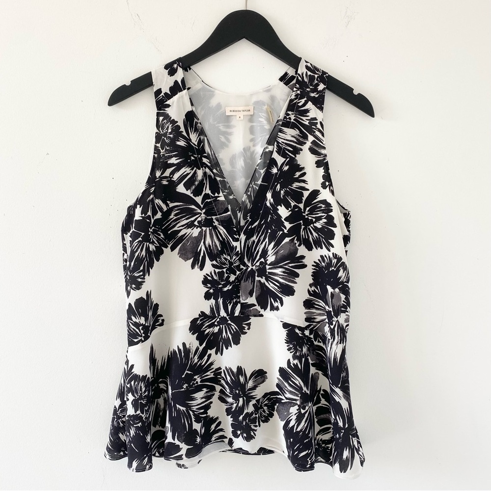 Rebecca Taylor 100% Silk Floral Sleeveless Blouse